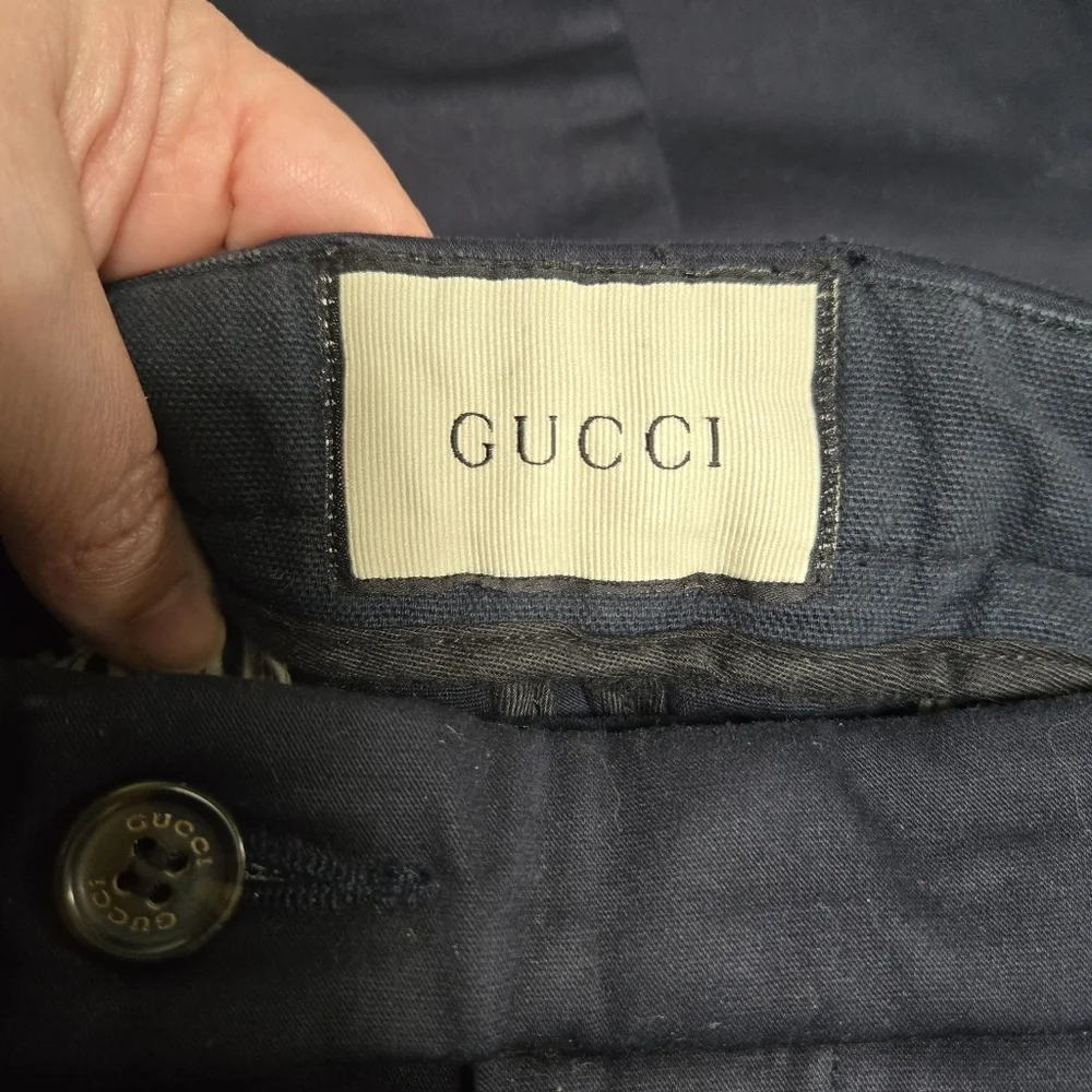 Gucci Limited Edition Navy Cotton Chino Trousers Pants - Picture 8 of 12